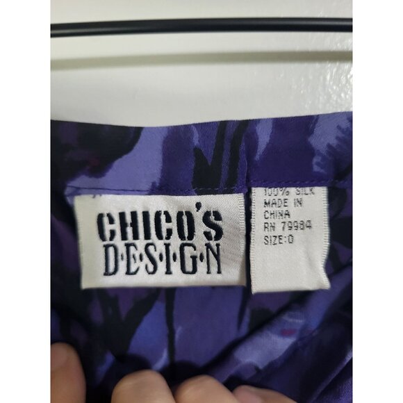 Chico's Design VTG SZ 0 Silk Floral Split Hem Pull On Skirt Whimsy Fairy Purple - Picture 3 of 8
